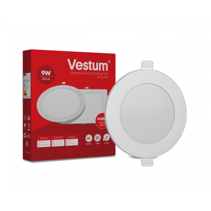 Круглий світлодіодний врізний світильник Vestum 9W 4000K 220V 1-VS-5103